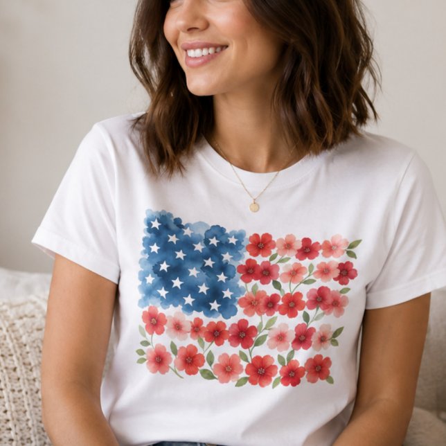 T-shirt Chemise Fleurie Drapeau Américain (Créateur téléchargé)
