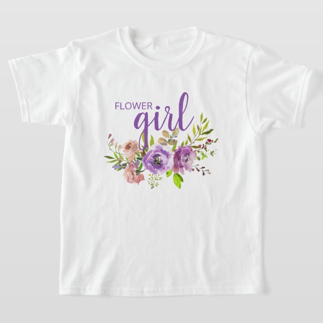 T-shirt Chemise Fleurie Fille Fleurs Violettes Mariage T-S (Poser)
