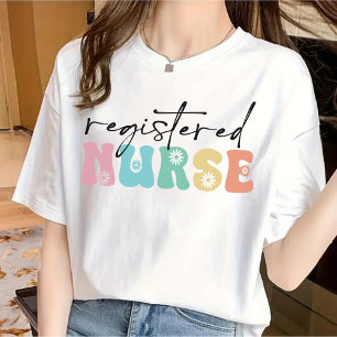 T-shirt Chemise Fleurie Infirmière Diplômée, Cadeau pour I