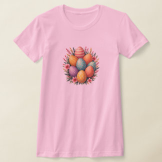 T-shirt Chemise Fleurie Œufs de Pâques Colorés