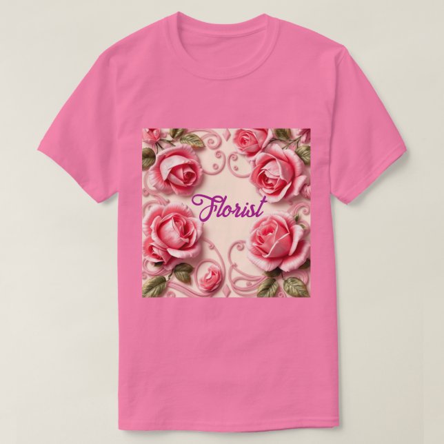 T-shirt Chemise fleuriste Art Nouveau Roses Roses Roses Ro (Design devant)