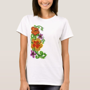 T-shirt Chemise fleurs art