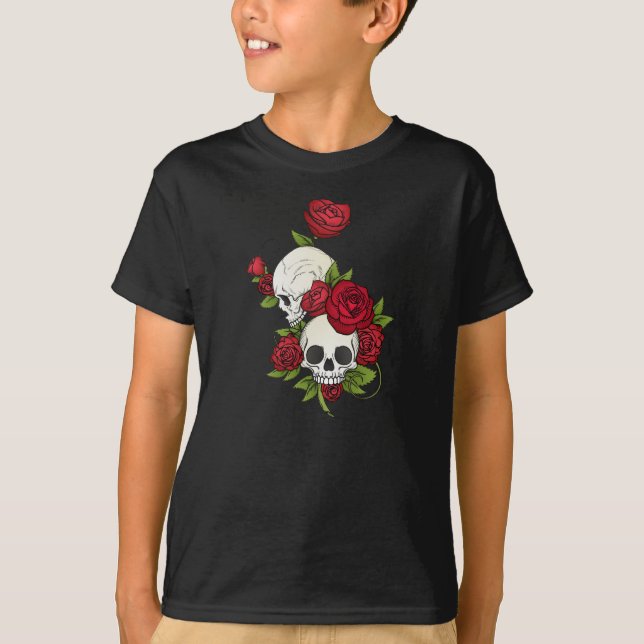 T-shirt Chemise florale de Skulls Dia de los Muertos | (Devant)