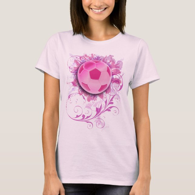 T-shirt Chemise florale grunge du football des femmes (Devant)