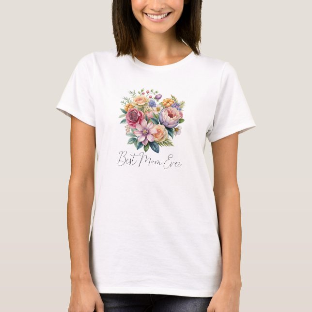 T-shirt Chemise Florale tendance pour maman - Meilleure ma (Devant)