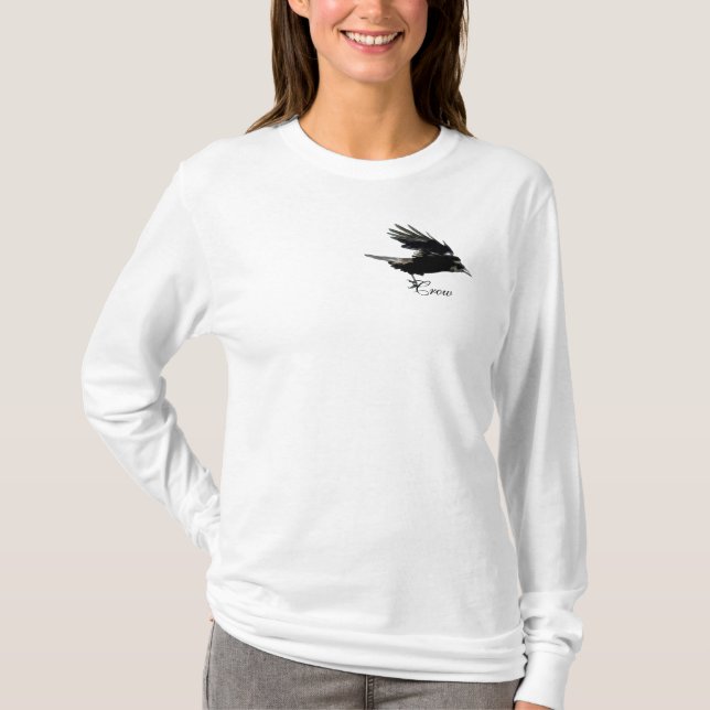 T-shirt Chemise Flying Black CROW Wildlife Art (Devant)