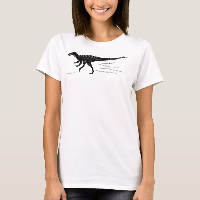 T-shirt Chemise foncée de dinosaure de griffe de la foudre (Devant)