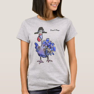T-shirt Chemise Fowl Play Dessin Animé Dinde Bleue
