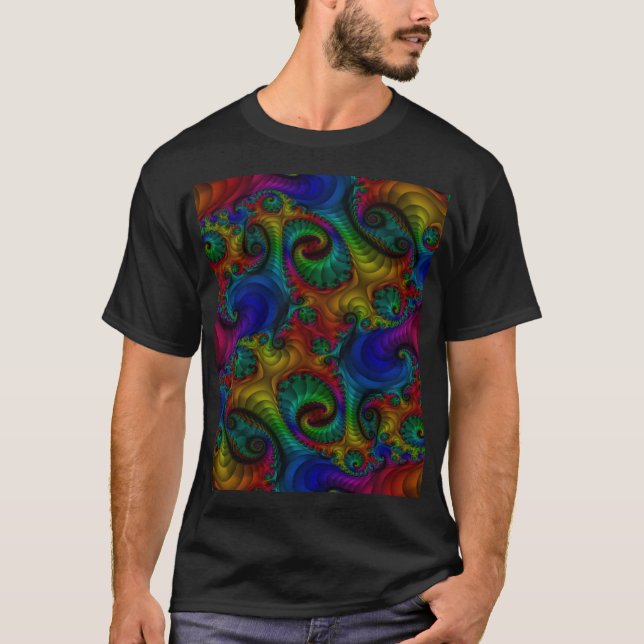 T-shirt Chemise fractale arc-en-ciel (Devant)
