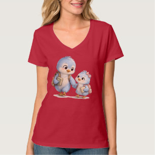 T-shirt Chemise frère et sœur Blue Bird encolure en V