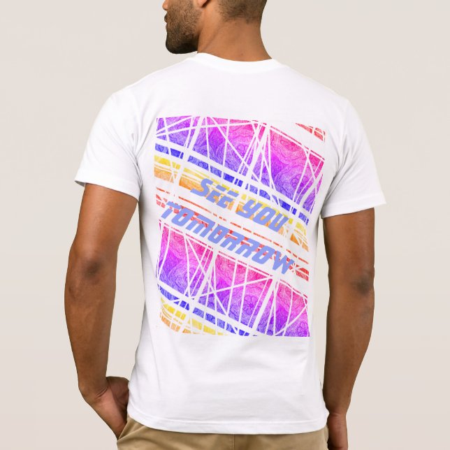 T-shirt Chemise futuriste colorée avec texte personnalisab (Dos)