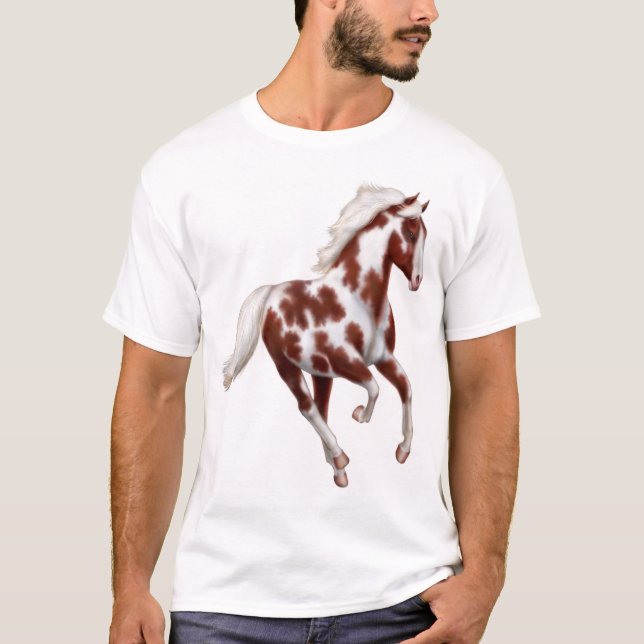 T-shirt Chemise galopante de cheval de peinture de Pinto (Devant)