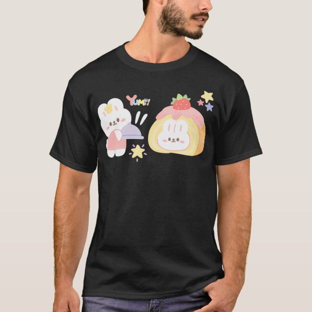 T-shirt Chemise Gâteau de Fraise Kawaii (Devant)
