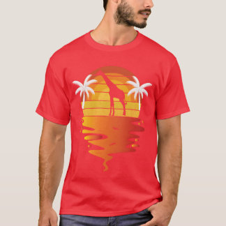 T-shirt Chemise girafe rétro coucher de soleil 70s vintage