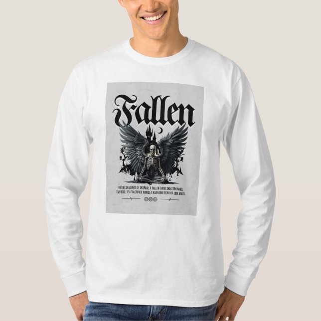 T-shirt Chemise gothique ange squelette tombé (Devant)