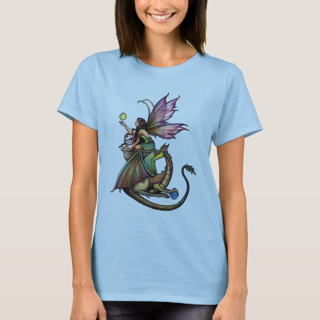 T-shirt Chemise gothique fée et dragon dames (Devant)