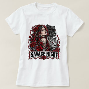 T-shirt Chemise Gothique Savage Night Panther, Dark Romanc