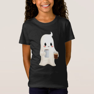 T-Shirt Chemise graphique fantôme café mignon pour enfants