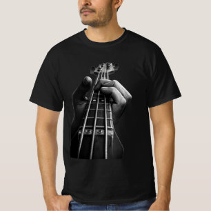 T-shirt Chemise Graphique Monochrome de Main de Guitare Ba