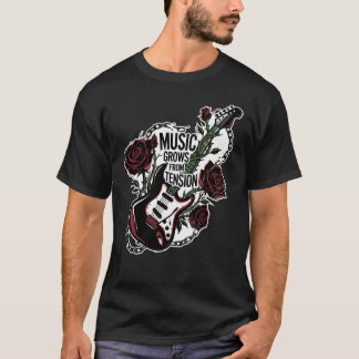 T-shirt Chemise Graphique Rock Guitare Tension Musicale