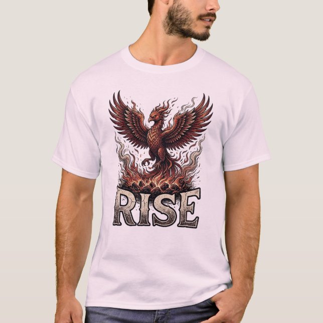 T-shirt Chemise graphique vintage 'Rise Phoenix Fire' (Devant)