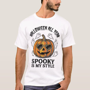 T-shirt Chemise gravée fantôme citrouille Halloween vintag