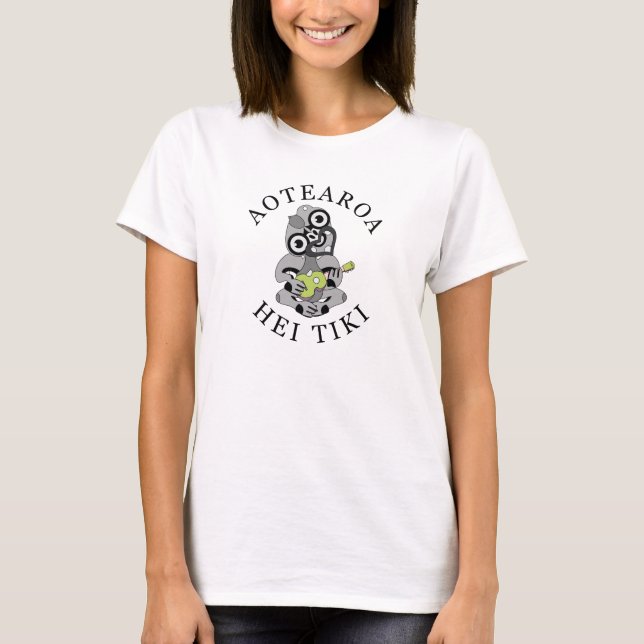 T-shirt Chemise Grey Hei Tiki Green Ukulele (Devant)