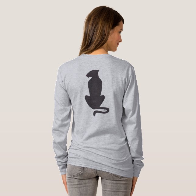 T-shirt Chemise grise à manches longues silhouette de chat (Dos entier)