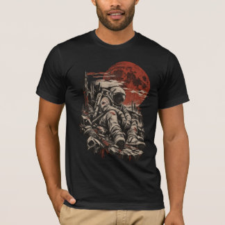 T-shirt Chemise Grunge Sombre Lune Rouge Astronaute Solita