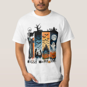 T-shirt Chemise Halloween amusante avec design à coups de 