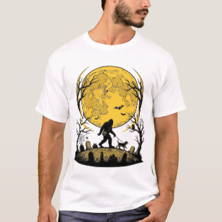 T-shirt Chemise Halloween Bigfoot Promenade de Chien sous