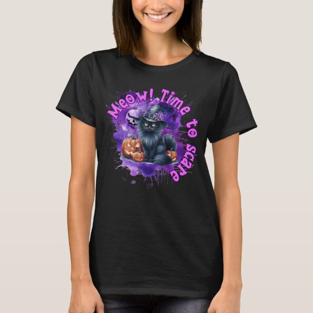 T-shirt Chemise Halloween Chat (Devant)