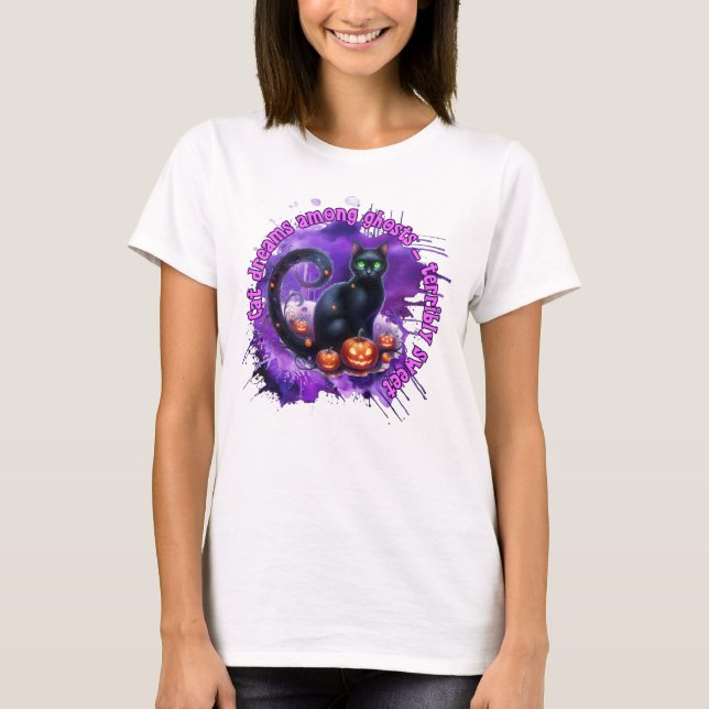 T-shirt Chemise Halloween Chat (Devant)