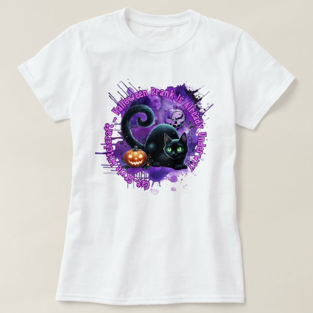 T-shirt Chemise Halloween Chat (Design devant)