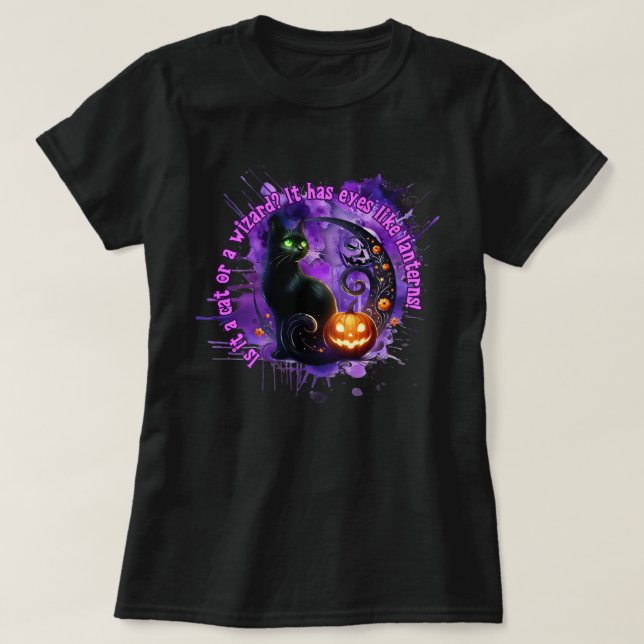 T-shirt Chemise Halloween Chat (Design devant)