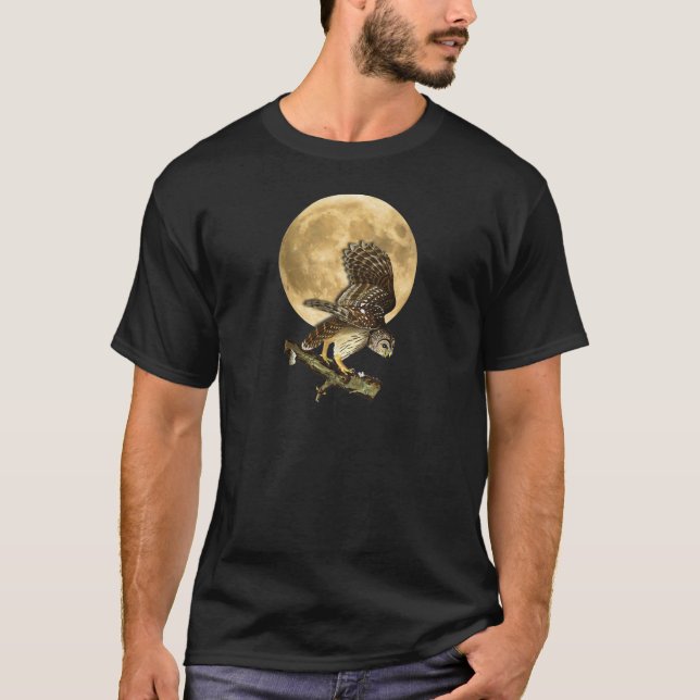 T-shirt Chemise Halloween de lune de hibou barré d'Audubon (Devant)