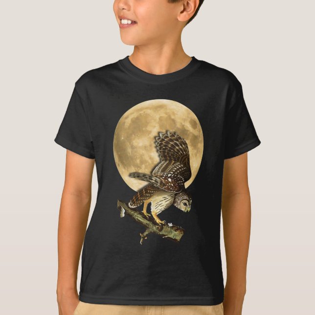 T-shirt Chemise Halloween de lune de hibou barré d'Audubon (Devant)