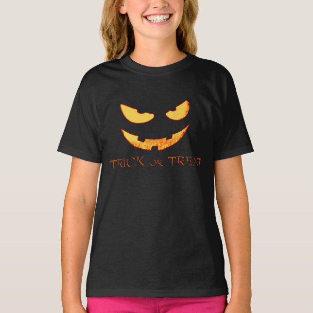 T-shirt Chemise Halloween face Citrouille mal (Devant)