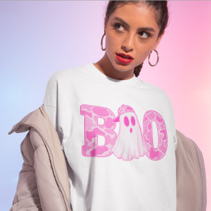 T-shirt Chemise Halloween Ghost BOO rose