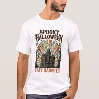 T-shirt Chemise Halloween Maison Hantée avec Fantôme Vinta