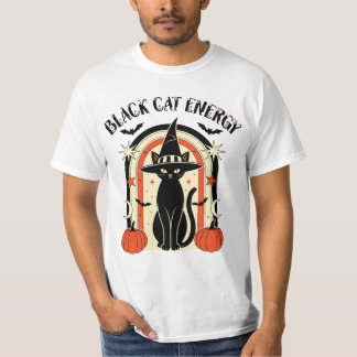 T-shirt Chemise Halloween Sorcière Énergie Chat Noir