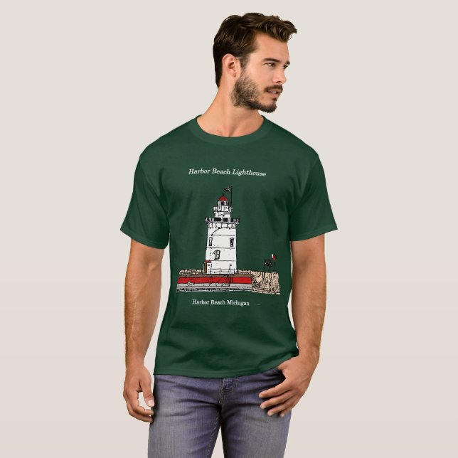 T-shirt Chemise Harbour Beach Lighthouse foncé (Devant entier)