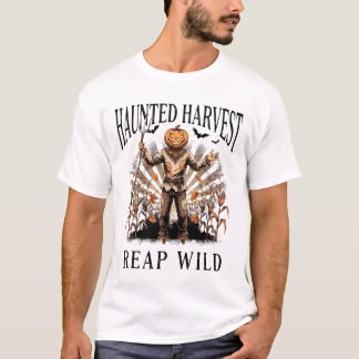T-shirt Chemise Haunted Harvest Citrouille Épouvantail