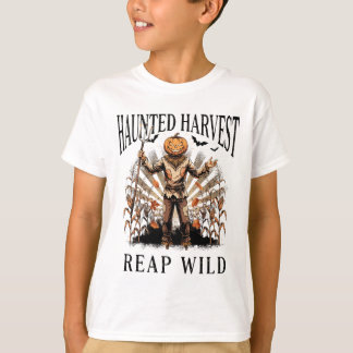 T-shirt Chemise Haunted Harvest Citrouille Épouvantail