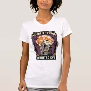 T-shirt Chemise Haunted Moon Gravure Vintage Halloween Gra