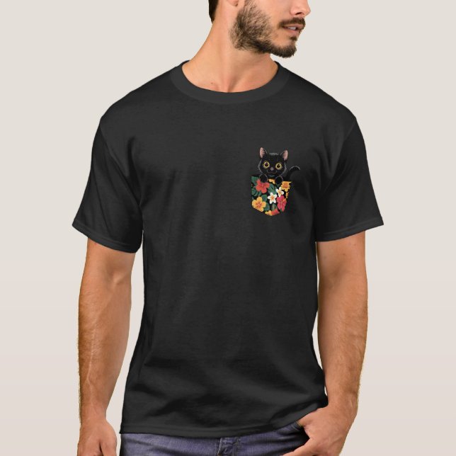 T-shirt Chemise Hawaïenne Chat dans la Poche pour Femmes H (Devant)