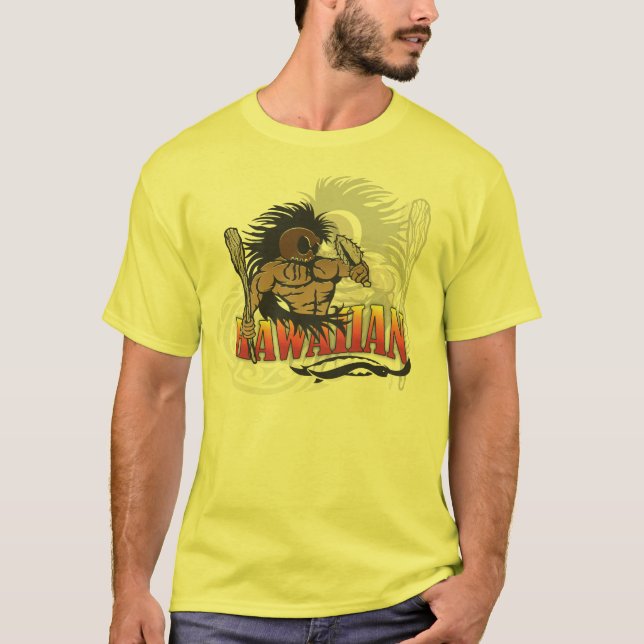 T-shirt Chemise hawaïenne de jaune de guerrier (Devant)