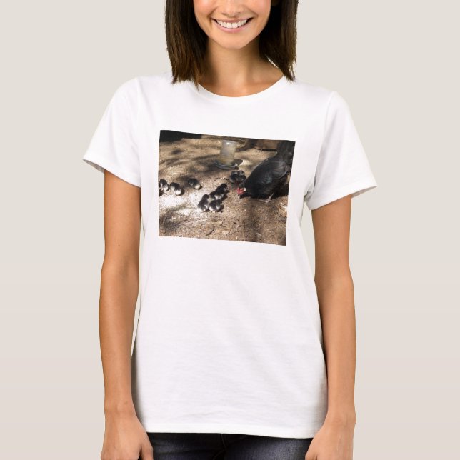 T-shirt Chemise Hen Et Baby Chicks (Devant)