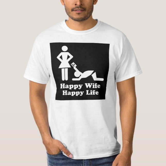 T-shirt Chemise heureuse de la vie d'épouse heureuse (Devant)