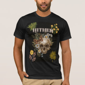 T-shirt Chemise Hither Skull & Flowers – Art floral gothiq